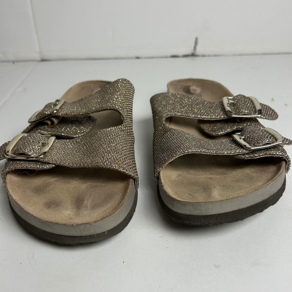 White‎ Mountain Footbeds Sparkly Glitter Double Buckle Slide Sandals size 10 - Picture 3 of 10